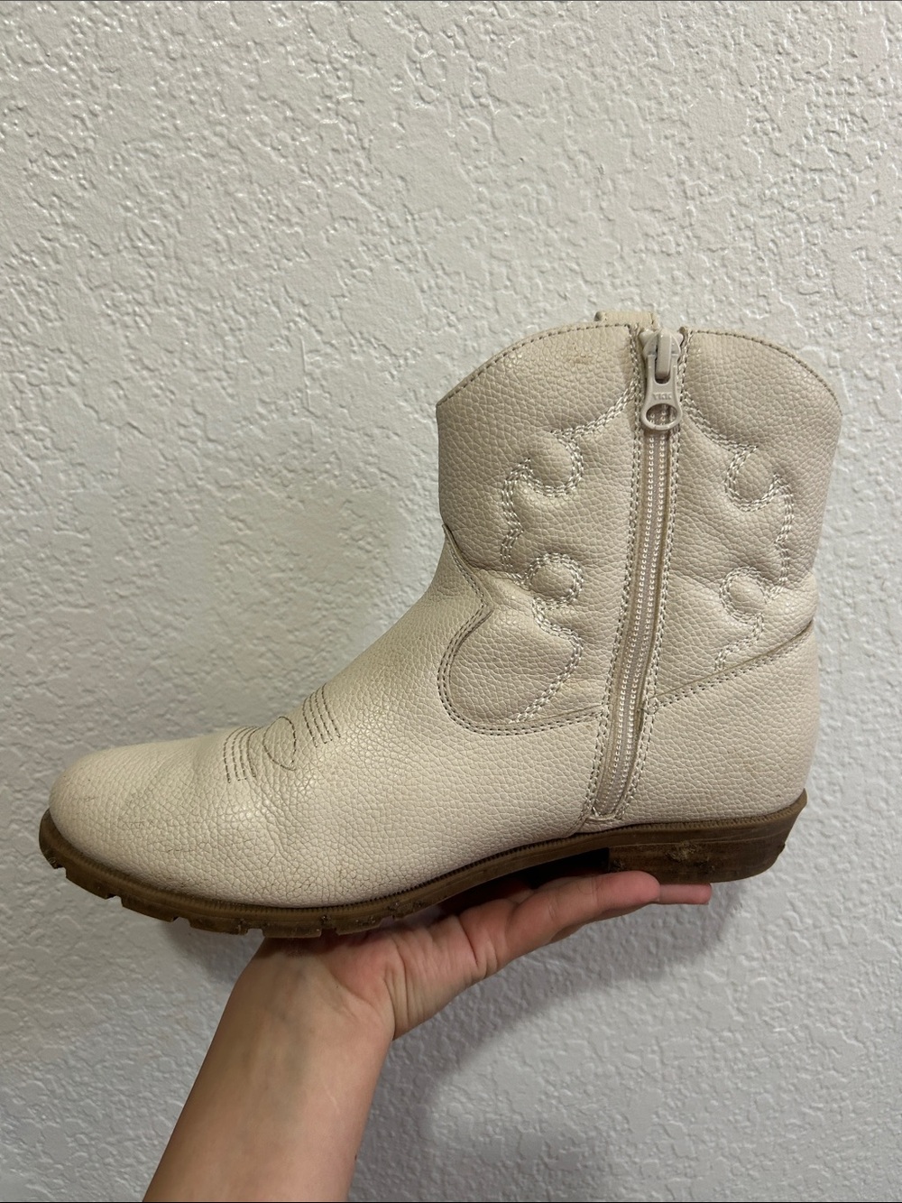 Cat & Jack Cream Western-Style Ankle Boot